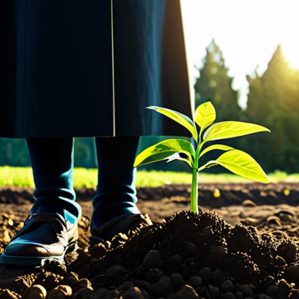 Seed Investment & Growth**
A vibrant, verdant seedling pushing through fertile soil, bathed in warm sunlight. In the background, a silhouette of a towering, mature tree symbolizes future potential. Focus on growth and potential. fully clothed, safe for work, appropriate content, perfect anatomy, correct proportions, natural pose, professional, high quality, family-friendly.
**