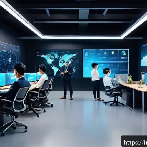 Home 31 시드 투자 산업 트렌드 분석 - A futuristic startup office environment showcasing a diverse team of young professionals collaborati...